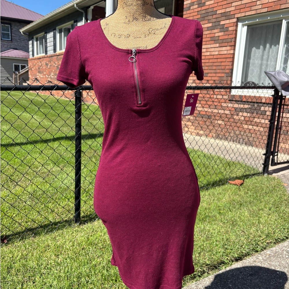 Kohl's Burgundy Mini Dress with Zipper